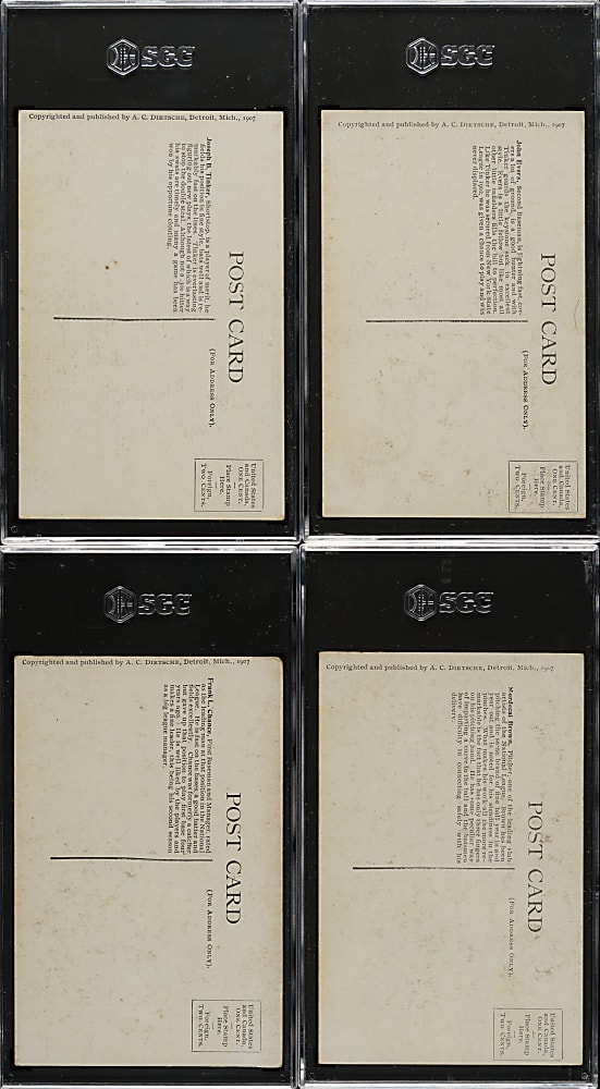 1907 A. C. Dietsche Chicago Cubs Postcard Complete SGC-Graded Set (15) Including Evers, Tinker, Chance, and Brown