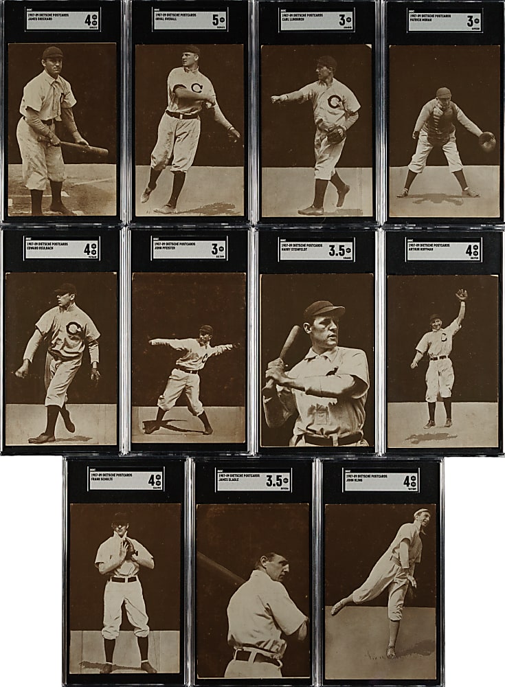 1907 A. C. Dietsche Chicago Cubs Postcard Complete SGC-Graded Set (15) Including Evers, Tinker, Chance, and Brown