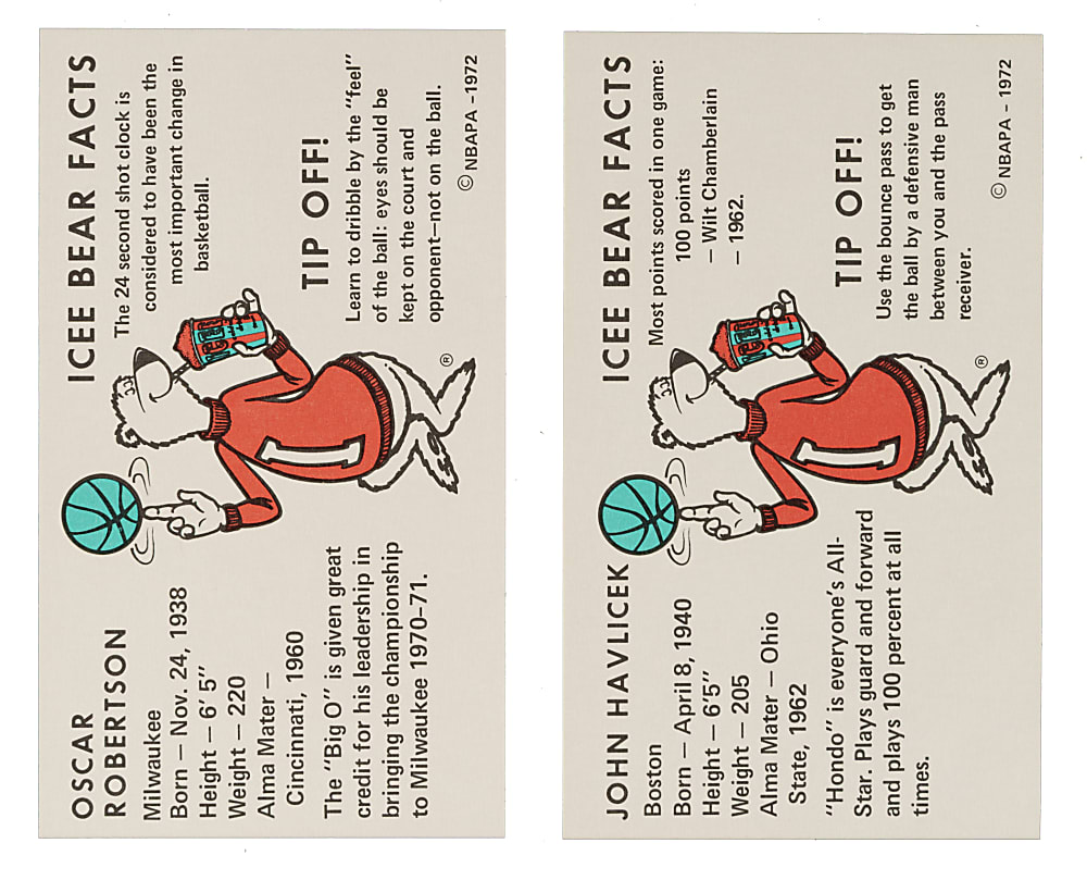 High-Grade 1972-1973 Icee Bear Basketball Complete Set (20)