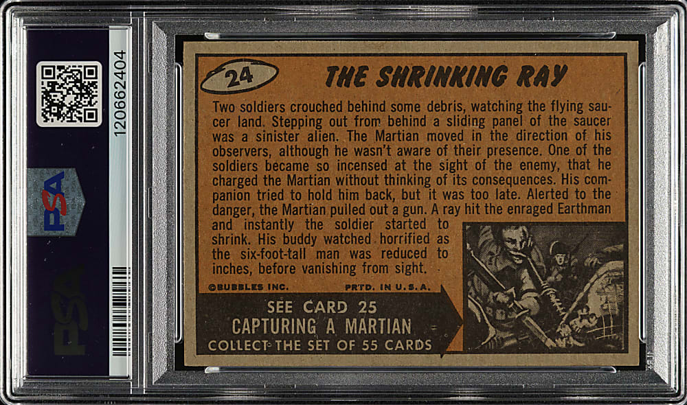 1962 Topps "Mars Attacks" #24 "The Shrinking Ray" PSA NM-MT+ 8.5