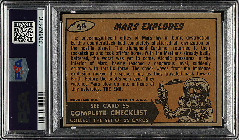 1962 Topps "Mars Attacks" #54 "Mars Explodes" PSA NM 7