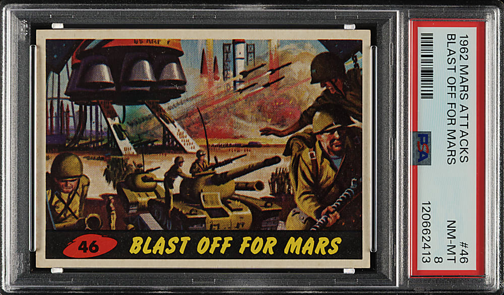 1962 Topps "Mars Attacks" #46 "Blast Off For Mars" PSA NM-MT 8