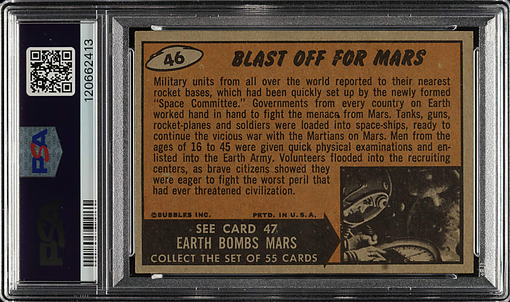 1962 Topps "Mars Attacks" #46 "Blast Off For Mars" PSA NM-MT 8