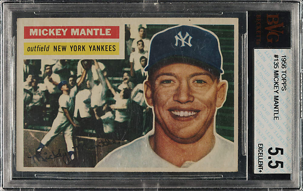 1956 Topps #135 Mickey Mantle Gray Back BVG EX+ 5.5