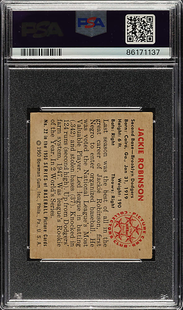 1950 Bowman #22 Jackie Robinson PSA GOOD 2