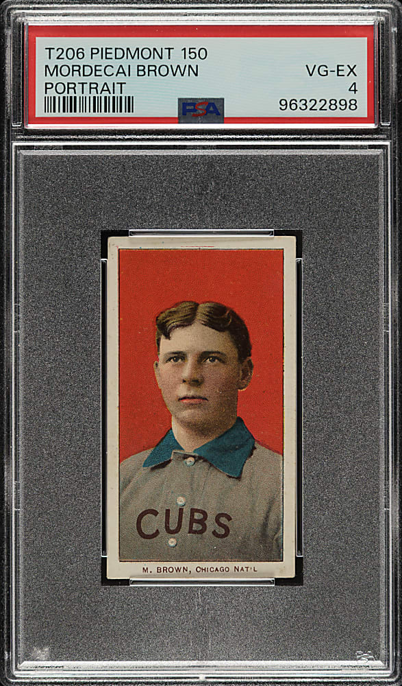 1909-1911 T206 White Border Mordecai Brown Portrait PSA VG-EX 4