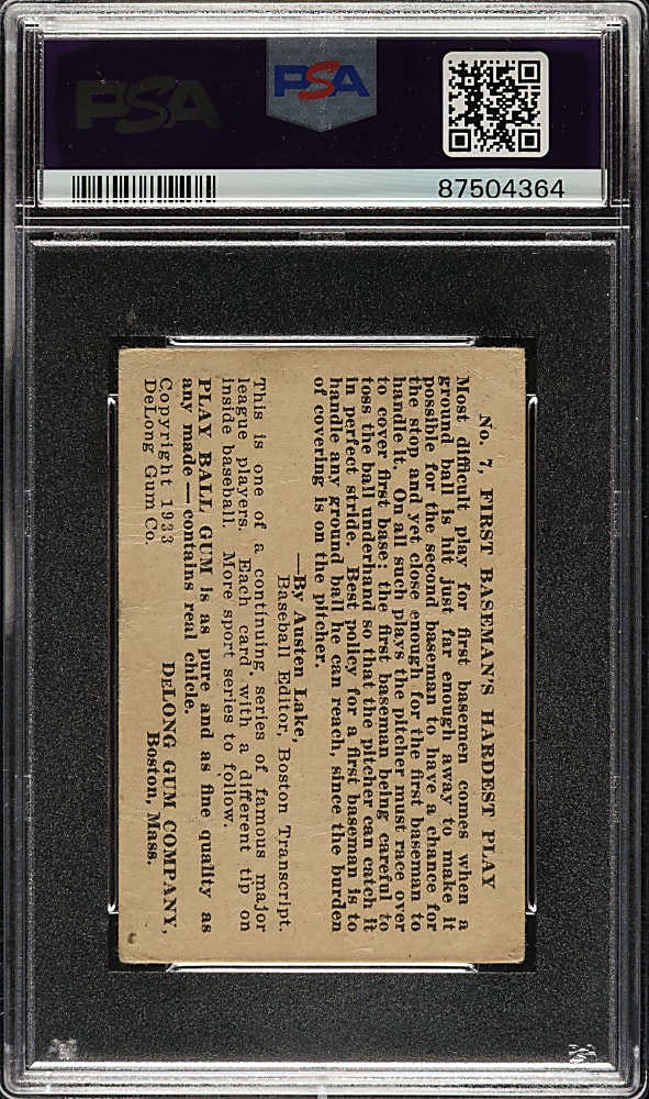 1933 R333 DeLong Gum #7 Lou Gehrig PSA POOR 1