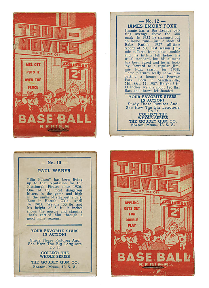 1937 R342 Goudey "Thum-Movies" Near-Complete Set (12/13) Plus Seven Duplicates