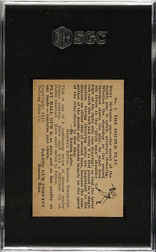 1933 R333 DeLong Gum #1 Marty McManus SGC NM 7