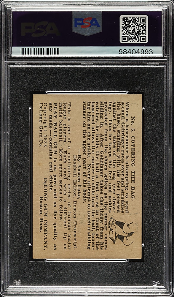 1933 R333 DeLong Gum #5 Charlie Gehringer PSA EX-MT 6