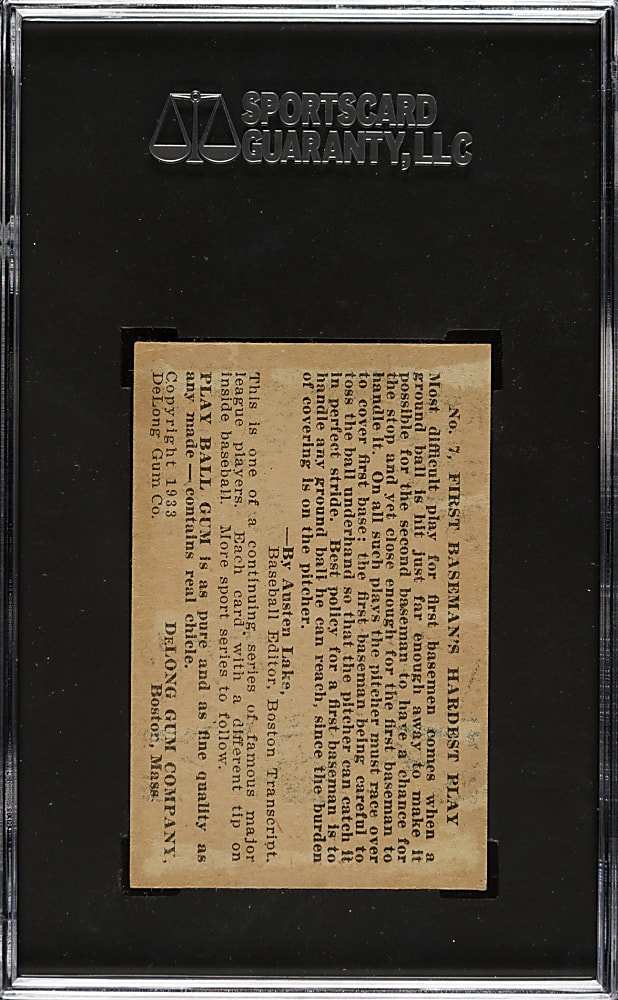 1933 R333 DeLong Gum #7 Lou Gehrig SGC EX/NM 6