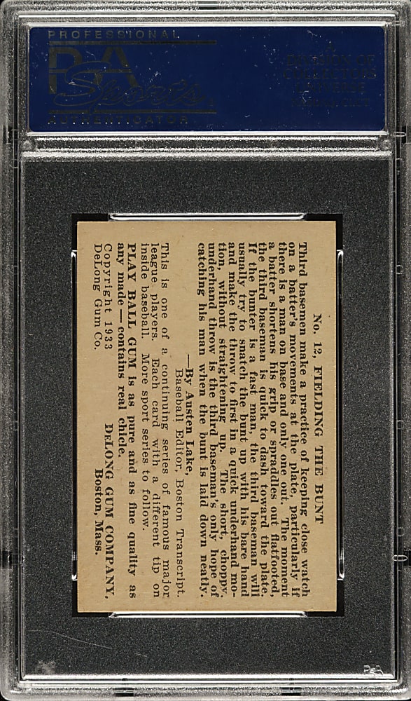 1933 R333 DeLong Gum #12 Pie Traynor PSA NM 7