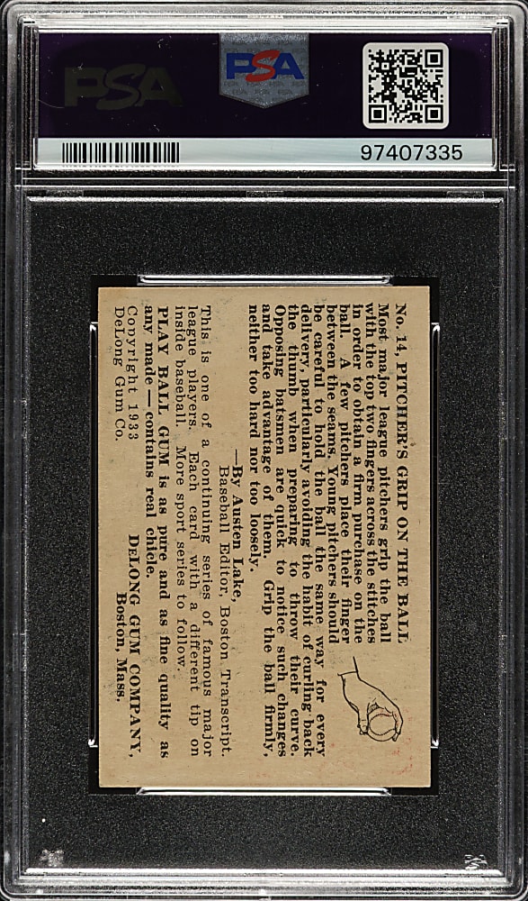 1933 R333 DeLong Gum #14 Vernon "Lefty" Gomez PSA NM 7