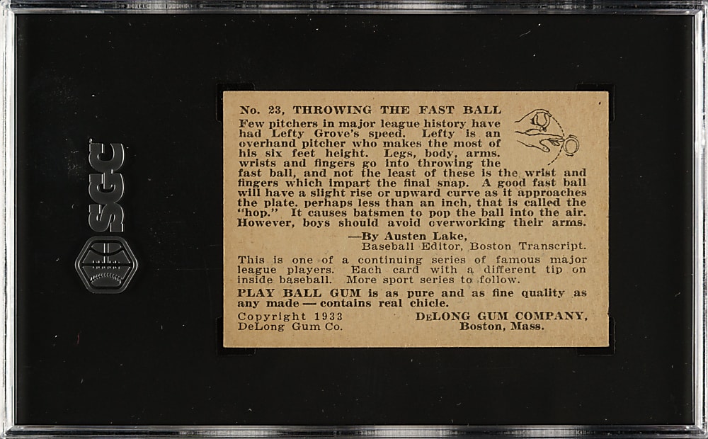 1933 R333 DeLong Gum #23 Lefty Grove SGC EX 5