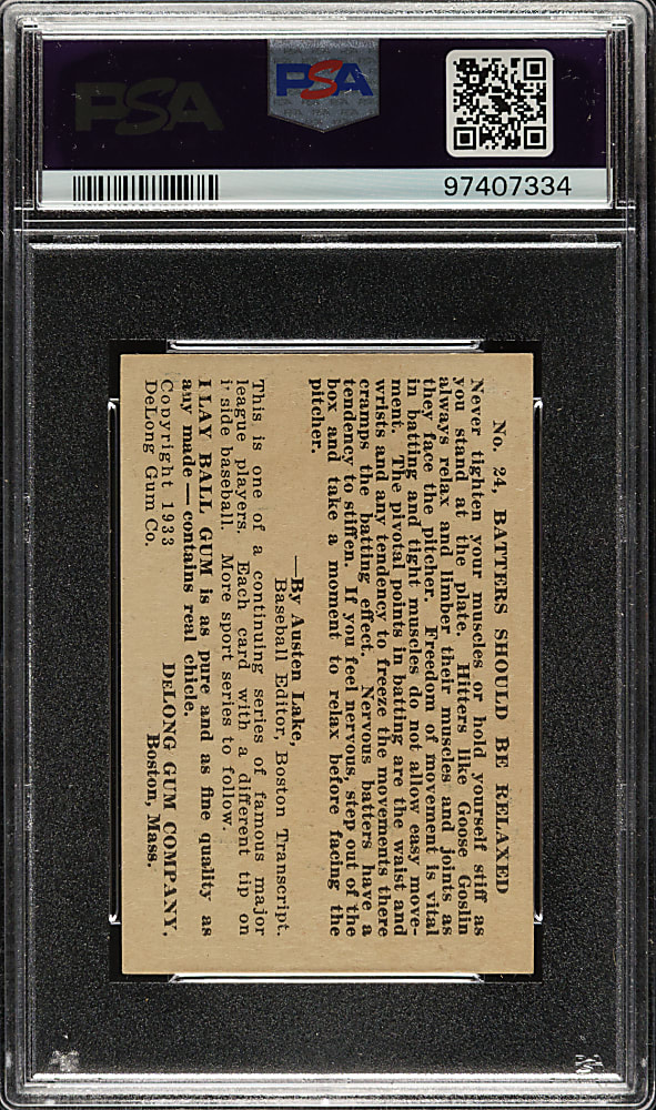 1933 R333 DeLong Gum #24 Goose Goslin PSA EX-MT+ 6.5