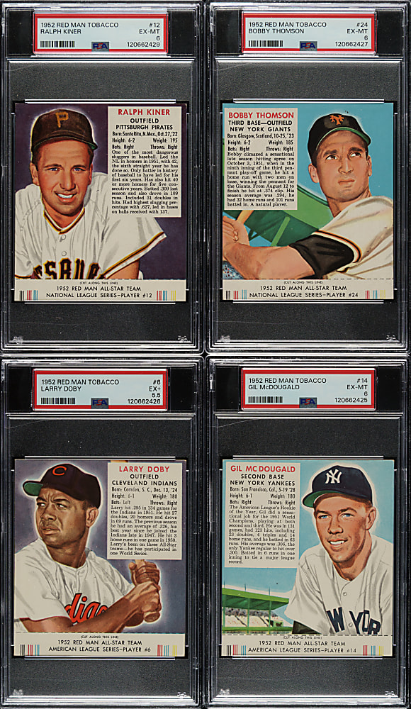1952 Red Man Tobacco PSA-Graded Collection (8) Including Ralph Kiner and Larry Doby