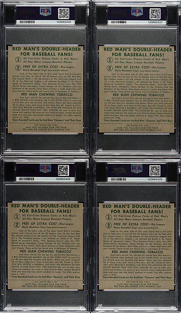 1952 Red Man Tobacco PSA-Graded Collection (8) Including Ralph Kiner and Larry Doby