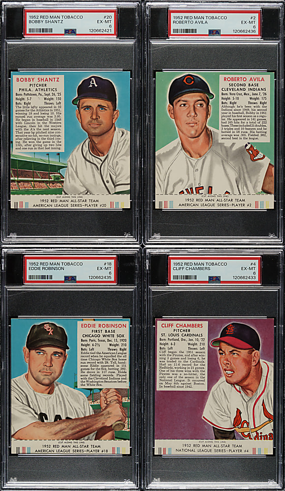 1952 Red Man Tobacco PSA-Graded Collection (8) Including Ralph Kiner and Larry Doby