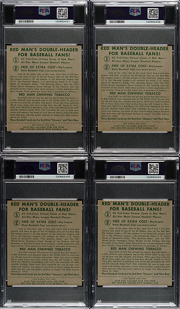 1952 Red Man Tobacco PSA-Graded Collection (8) Including Ralph Kiner and Larry Doby