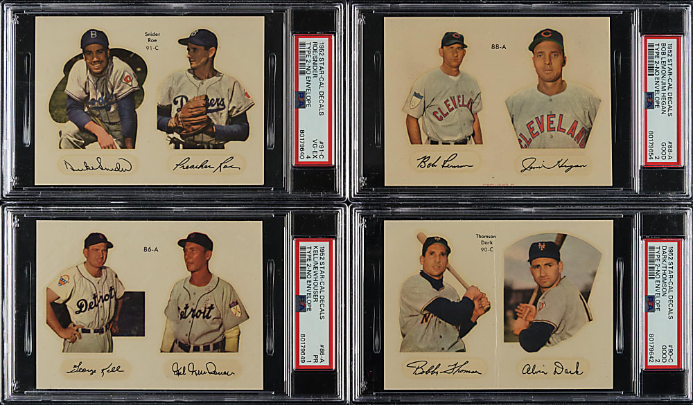 1952 Star-Cal Decals Type 2 PSA-Graded Collection (10) Including Snider, Kell, and Lemon