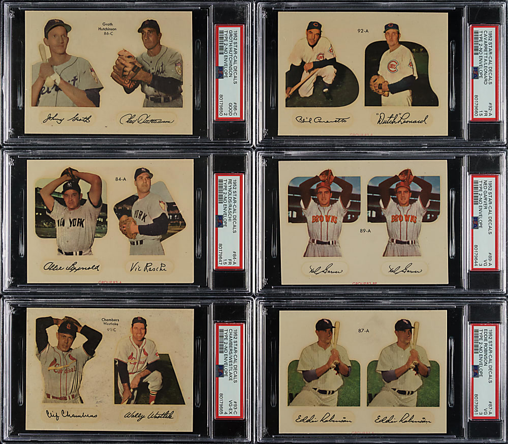 1952 Star-Cal Decals Type 2 PSA-Graded Collection (10) Including Snider, Kell, and Lemon