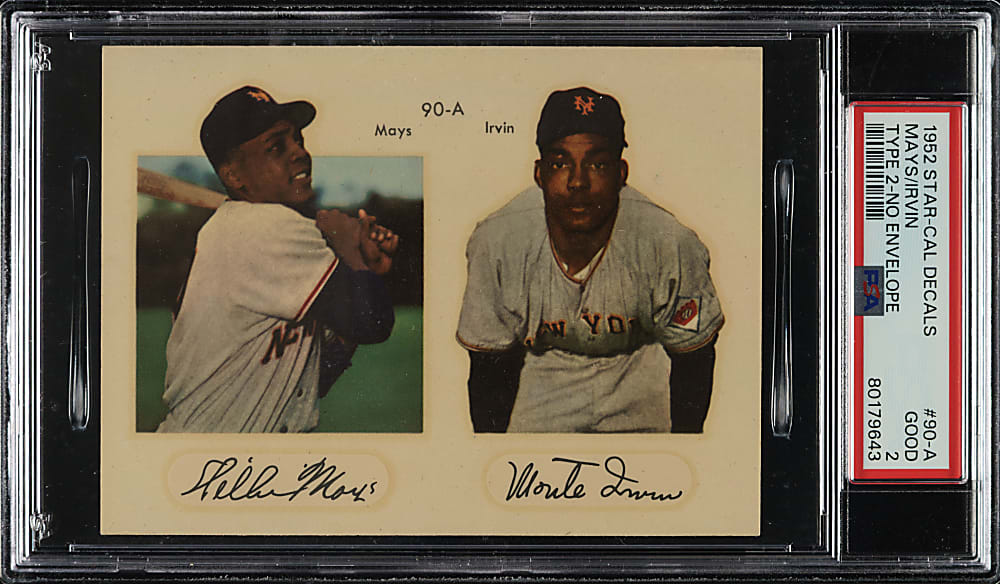 1952 Star-Cal Decals Type 2 #90-A Willie Mays/Monte Irvin (No Envelope) PSA GOOD 2 - 1 of 1 - Highest Graded!