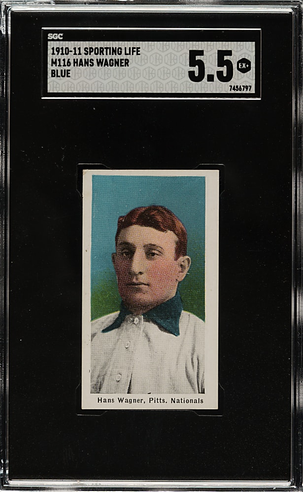 1910-1911 M116 Sporting Life Honus Wagner Blue Background SGC EX+ 5.5