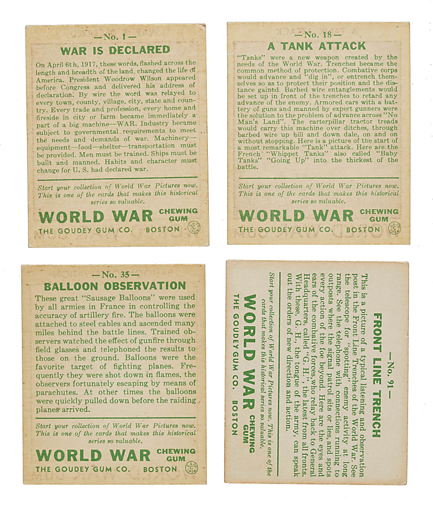 1933 R174 Goudey "World War Gum" Complete Set (96)
