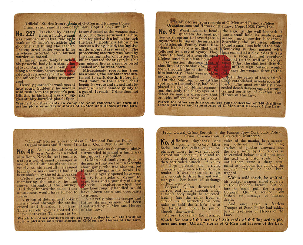 1936 R60 Gum, Inc. "G-Men & Heroes of the Law" Partial Set (129/168)