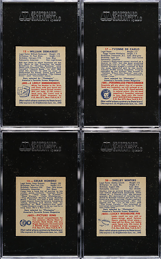 1948 Bowman "Movie Stars" SGC-Graded Partial Set (26/36)