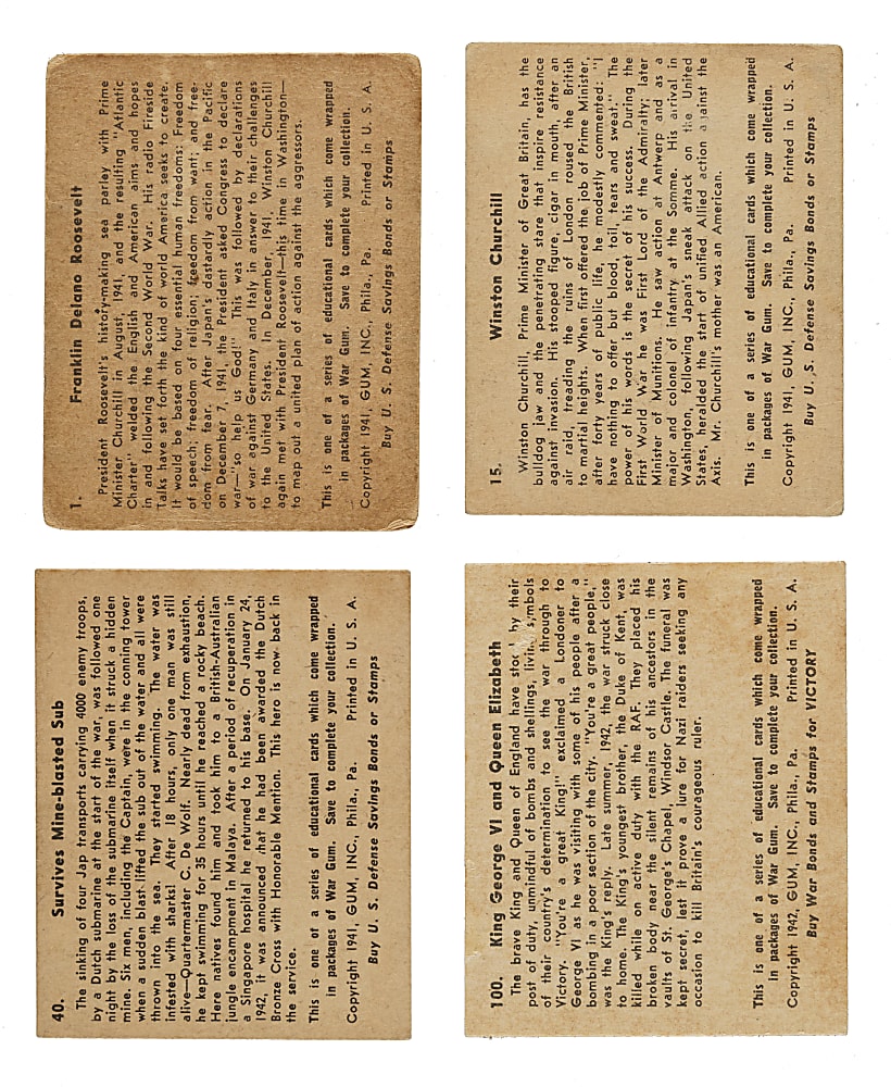 1941 R164 Gum Inc. "War Gum" Complete Set (132)