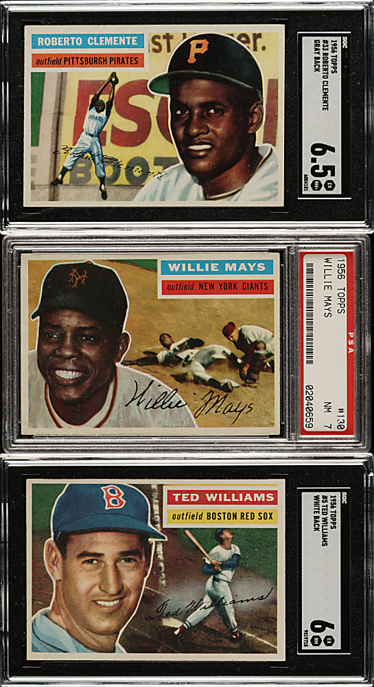 1956 Topps Near-Complete Set (339/340) Including #130 Willie Mays Gray Back PSA NM 7