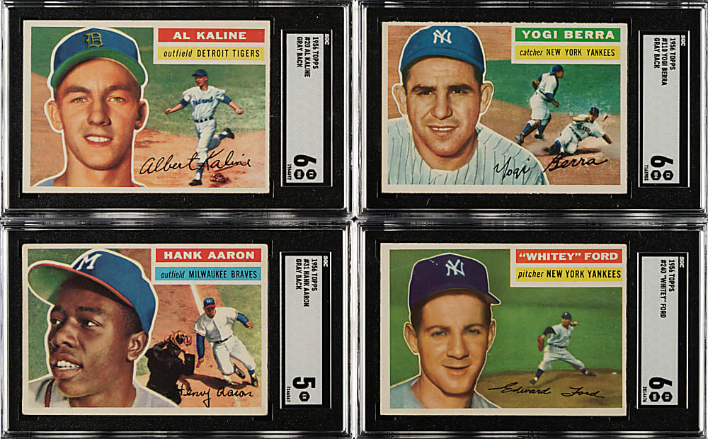 1956 Topps Near-Complete Set (339/340) Including #130 Willie Mays Gray Back PSA NM 7