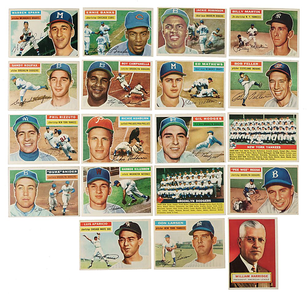 1956 Topps Near-Complete Set (339/340) Including #130 Willie Mays Gray Back PSA NM 7