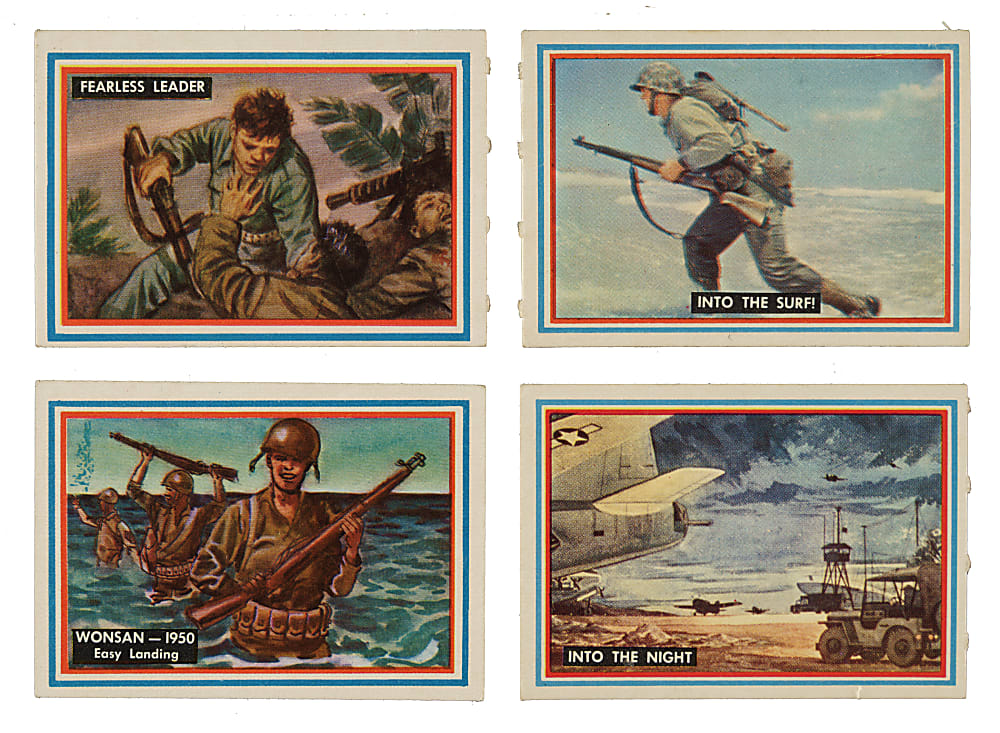 1953 Topps "Fighting Marines" Complete and Near-Complete Set Pair (2 Sets, 187 Cards) Plus 102 Duplicates