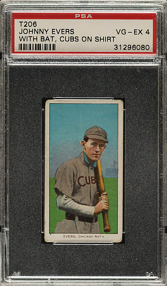 1909-1911 T206 White Border Johnny Evers with Bat, Cubs on Shirt PSA VG-EX 4