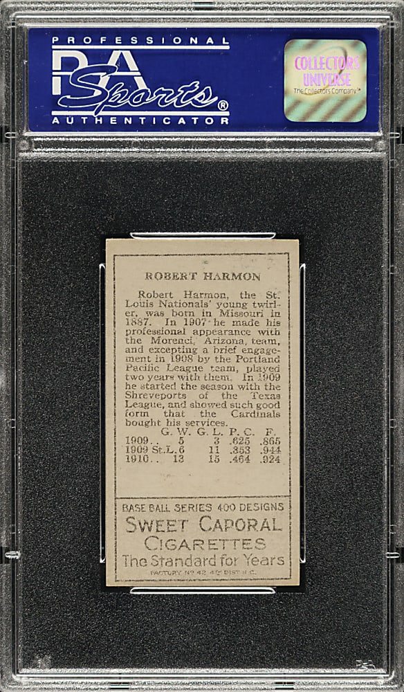 1911 T205 Gold Border Robert Harmon Both Ears Show PSA NM 7