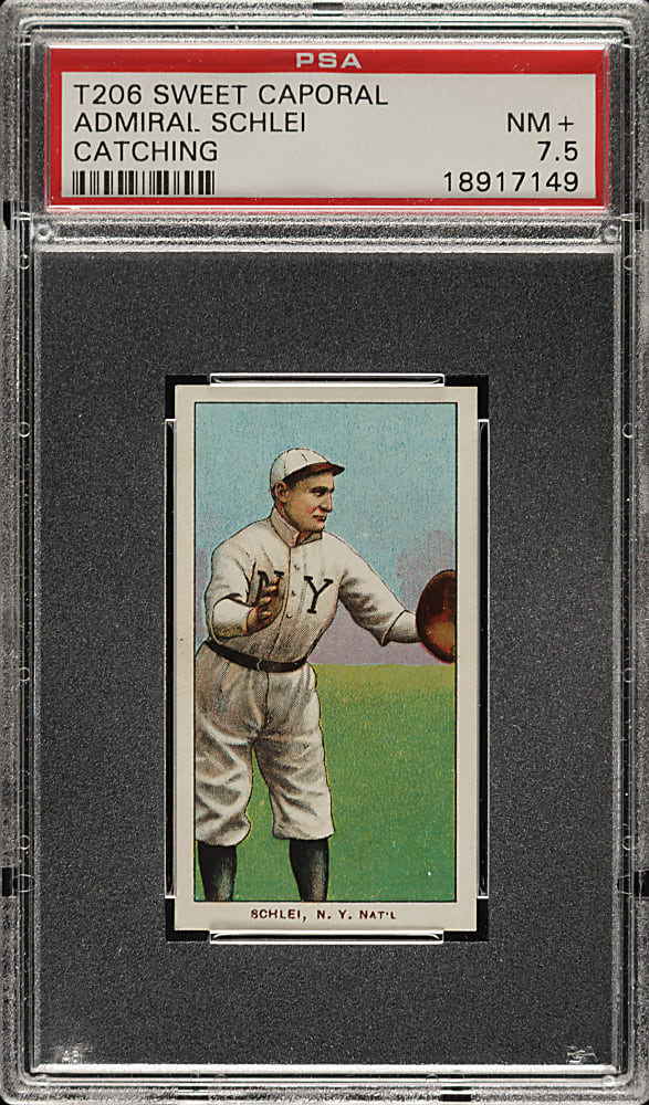 1909-1911 T206 White Border Admiral Schlei Catching PSA NM+ 7.5