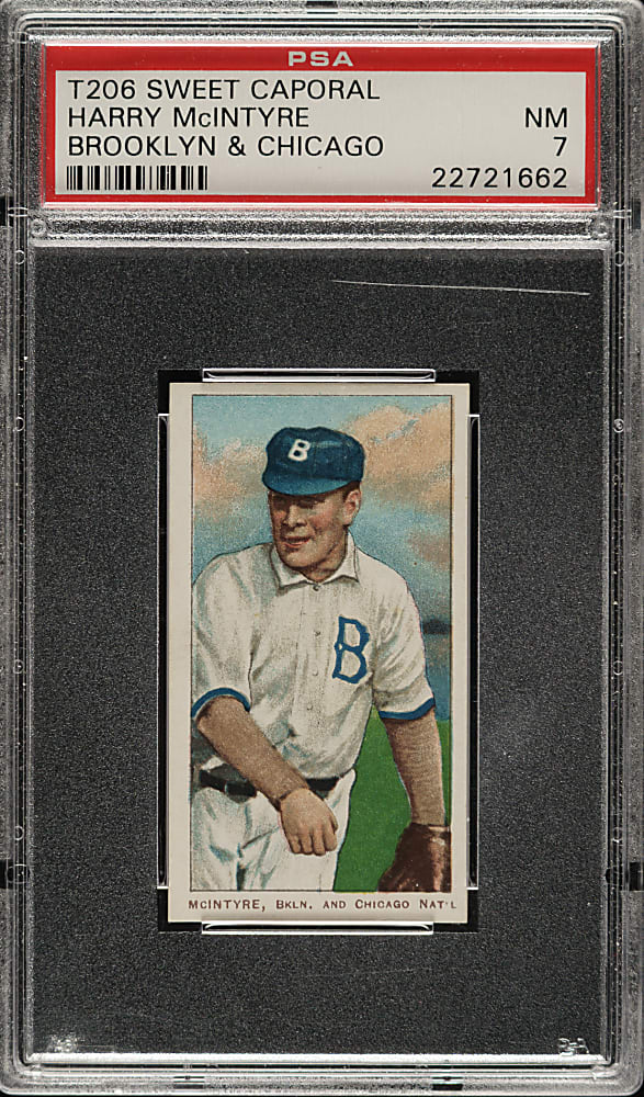 1909-1911 T206 White Border Harry McIntire Brooklyn & Chicago PSA NM 7