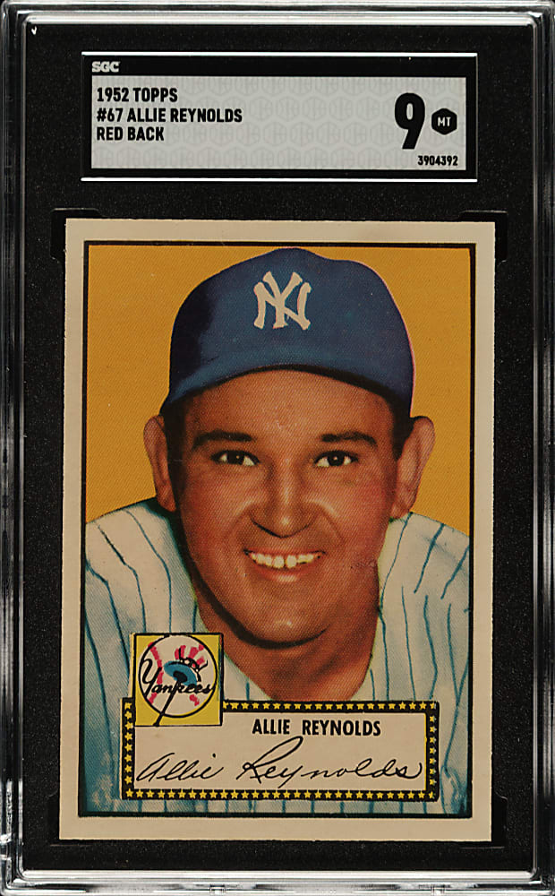 1952 Topps #67 Allie Reynolds SGC MINT 9 - 1 of 1 - Highest Graded!