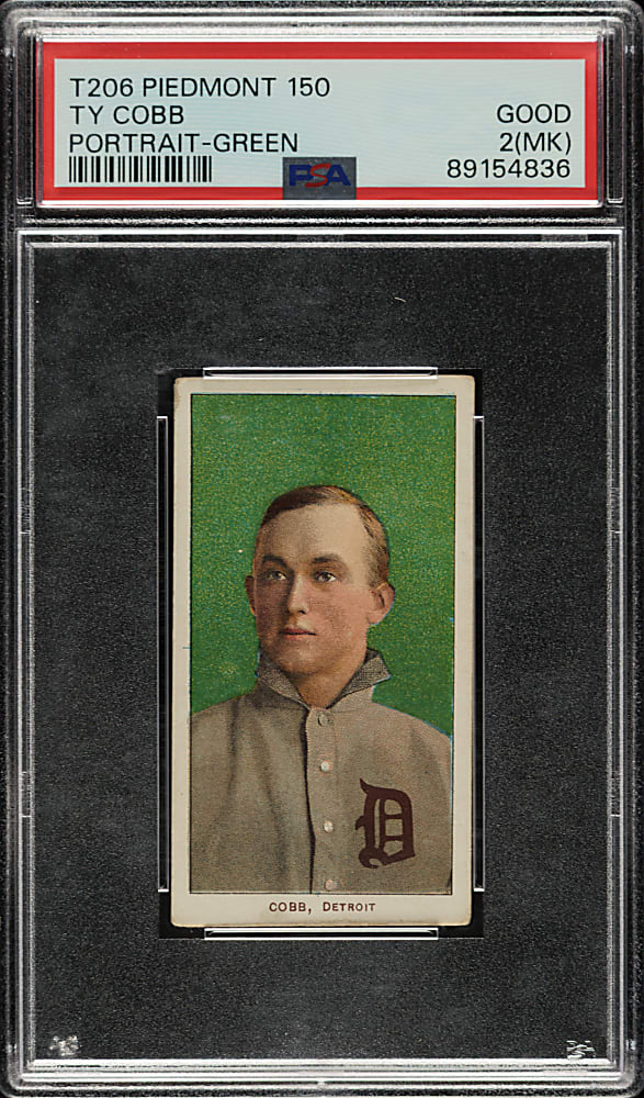 1909-1911 T206 White Border Ty Cobb Portrait Green Background PSA GOOD 2 (MK)