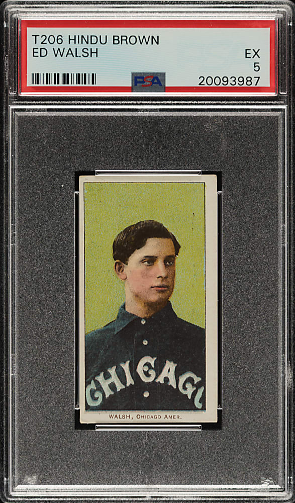 1909-1911 T206 White Border Ed Walsh PSA EX 5 - Brown Hindu Back - 1 of 1 - Highest Graded!