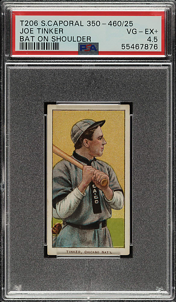 1909-1911 T206 White Border Joe Tinker Bat On Shoulder PSA VG-EX+ 4.5