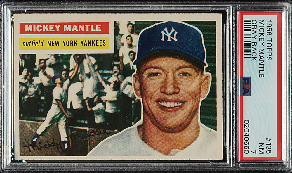 1956 Topps #135 Mickey Mantle Gray Back PSA NM 7