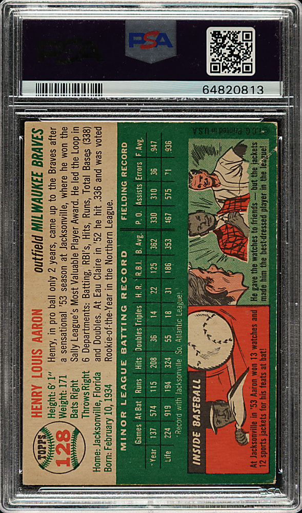 1954 Topps #128 Hank Aaron Rookie PSA VG-EX 4