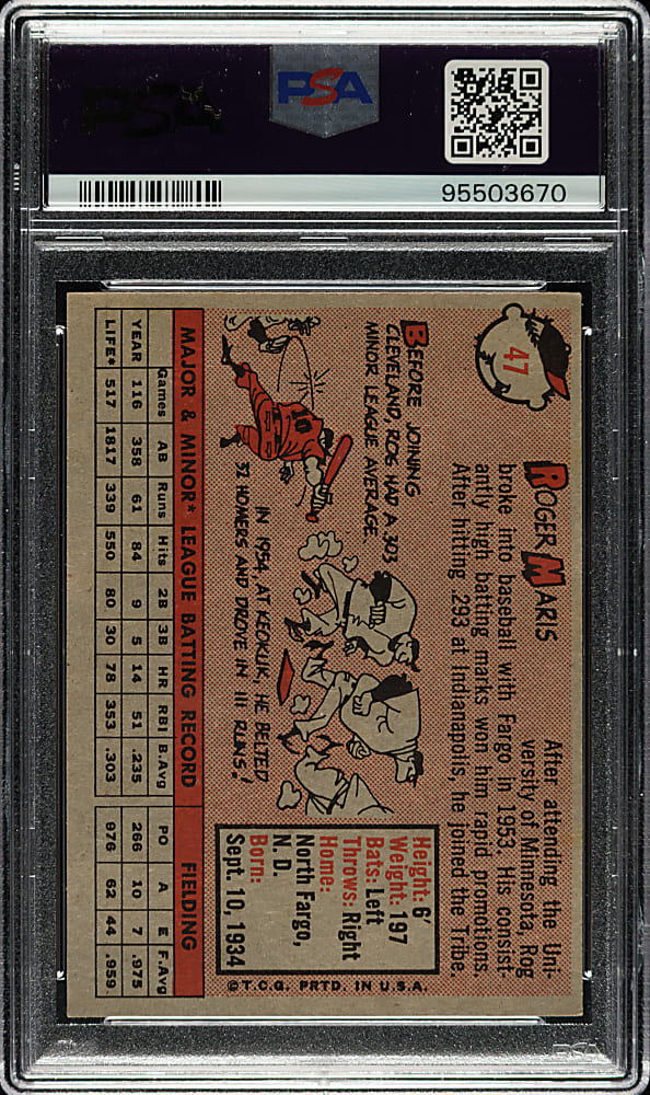 1958 Topps #47 Roger Maris Rookie PSA EX-MT 6