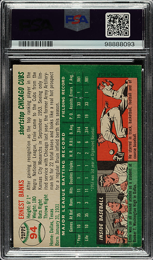 1954 Topps #94 Ernie Banks Rookie PSA VG-EX 4