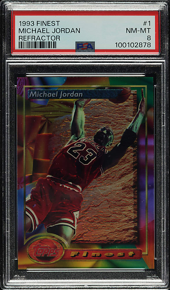 1993-1994 Topps Finest Basketball #1 Michael Jordan Refractor PSA NM-MT 8