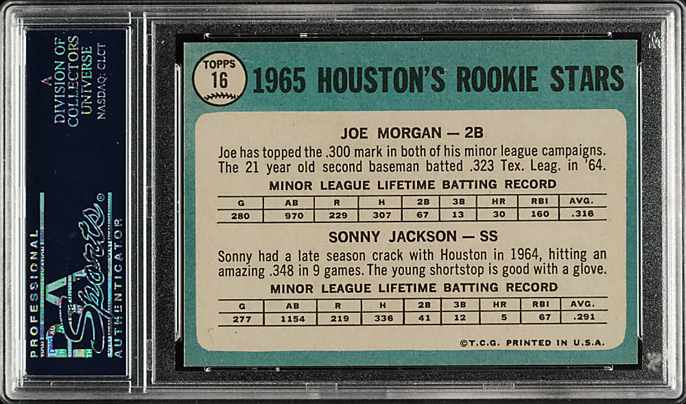 1965 Topps #16 Joe Morgan Rookie PSA MINT 9