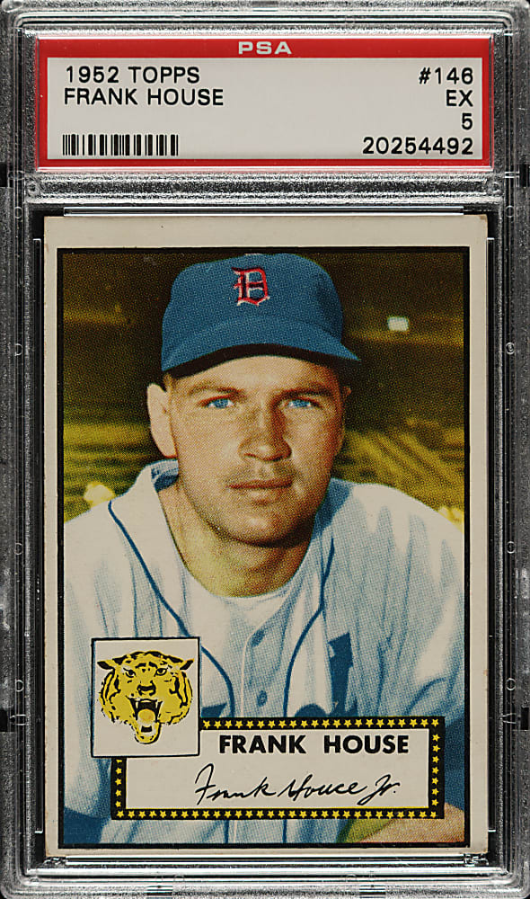 1952 Topps #146 Frank House PSA EX 5 - Rare "Yellow Tigers Logo" Variation